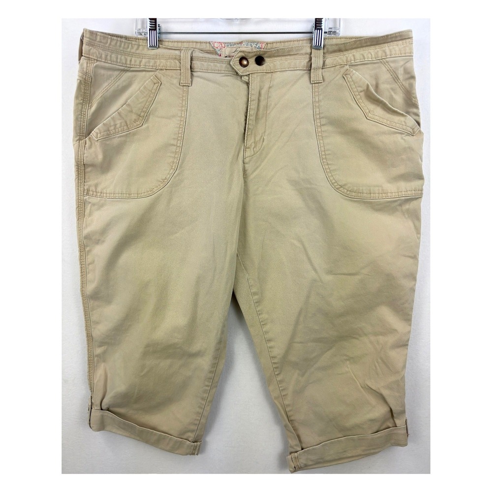 Levi's Women Khaki Tan Cotton Capri Cropped‎ Utility Pants Size 20W 43x18.5